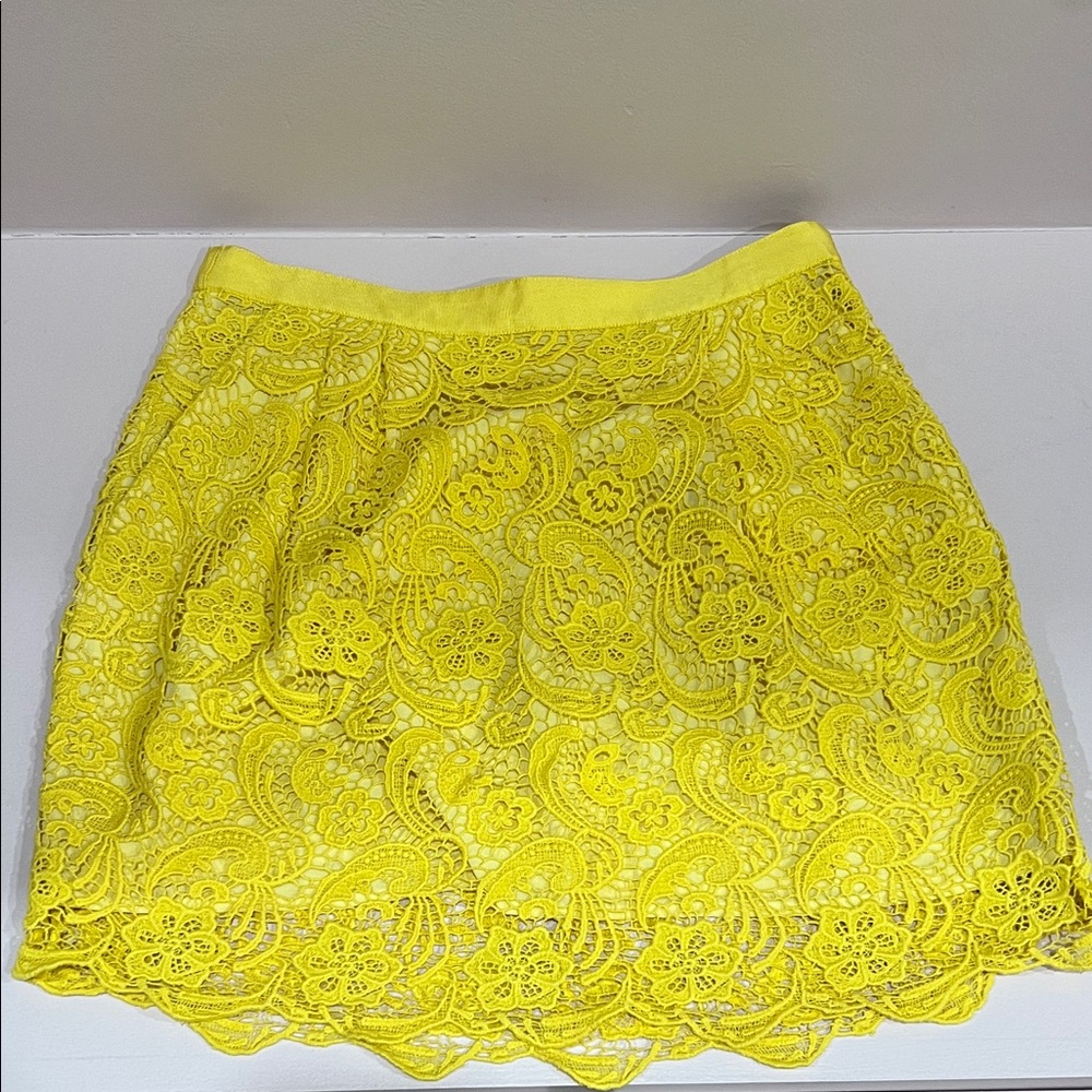 Club Monaco Yellow  Crochet Lace Mini Skirt